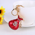 Rhinestone Dollar Money Bag Keychain Gold Purple Red view 8