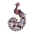 Large Crystal Peacock Brooch in Green or Purple Jewel Tones view 2