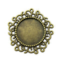 Scrollwork Round Cabochon Connector Tray in Antique Silver and Antique Bronze Metal Finish view 1