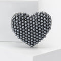 Textured Heart Brooch in Gold White and Black Jacket and Scarf Accessory view 2