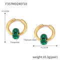 Gold Hoop Earrings with Natural Stone Ring Beads Six Styles view 11