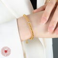Gold Beaded Chain Necklace and Bracelet Clear Stone Accent view 4