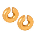 Chunky Open C Shape Ear Cuffs Gold And Steel Metal view 4