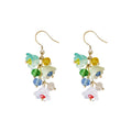 Multicolor Glass Lily Flower Dangle Earrings Gold Hook view 5