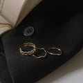 Gold Tone Slim Round Wave And Chain Pattern Rings In Three Styles view 4