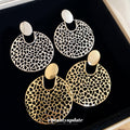 Round Filigree Metal Drop Stud Earrings in Two Tones view 1