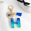 Ombre Glitter Resin Letter Keychain With Evil Eye Charm view 10