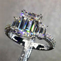 Silver Tone Rectangular Crystal Three Stone Pavé Ring view 4