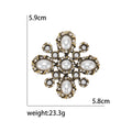 Vintage Pearl Cross Flower Brooch in Gold or Silver Tone view 5