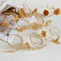 Gold Dual Motif Spiral Arm Cuffs Floral Leaf Shell Styles view 4