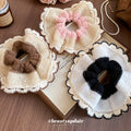 Knit Mesh Lace Edge White Black Oversize Scrunchie Hair Tie view 2