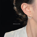 Gold Star Crescent Moon Dual Wear CZ Jacket Earrings view 2