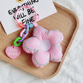 Puffy Embroidered Flower Keychain with Alphabet Beads view 2