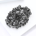 Oval Filigree Floral Crystal Brooch in Four Finishes view 3