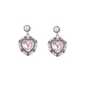 Pink Heart Pearl Look Double Halo Dangle Stud Earrings view 5