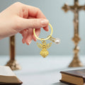 Gold Angel Pearl Rhinestone Cap Split Ring Keychain view 3