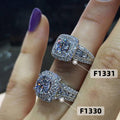 Silver Tone Crystal Halo Rings in Two Center Shapes view 1