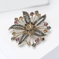 Radiating Crystal Flower Brooch in Coffee and Pink Tones view 3
