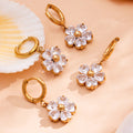 Gold Tone Clear Five-Petal Flower Jewelry Set Pieces view 4