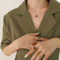Gold Heart Crystal Pendant Necklace And Hoop Earrings view 4