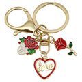 Flower Charm Keychains Featuring Red Heart Across 43 Pictured Variations view 6