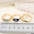 Gold Tone Marquise Enamel Evil Eye Adjustable Rings in Four Designs view 2