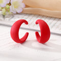 Colorful Matte Chunky C Shape Hoop Stud Earrings in Thirteen Colors view 12