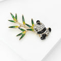 Panda and Bamboo Enamel Brooch with Crystal Details view 3