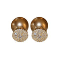Champagne Pearl and Crystal Double Sided Stud Earrings view 5