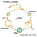 Gold Circle Link Bracelet With Faceted Czech Glass Stones view 6