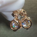 Gold Tone Double Round Clear CZ Drop Stud Earrings Pair view 4