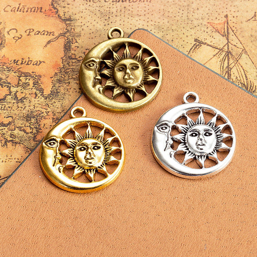 25mm Sun and Moon Alloy Charm Pendant for Earrings or Necklace