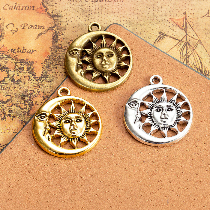 25mm Sun and Moon Alloy Charm Pendant for Earrings or Necklace