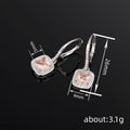 Silver Tone Pink Square Crystal Drop Earrings Polished Statement Fashion Jewelry view 4