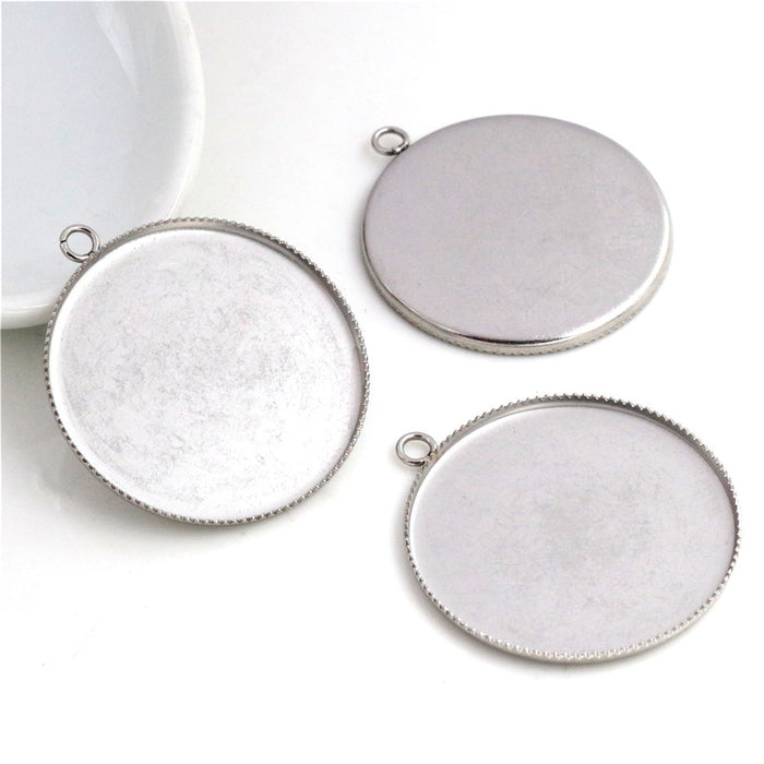 Round Stainless Steel Pendant Bezel Trays in Two Sizes
