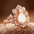 Iridescent Teardrop Floral Ring in Antiqued Copper Tone view 3