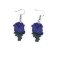 Silver Tone Purple Resin Rose Flower Hook Earrings view 4