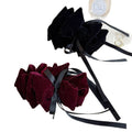 Burgundy Velvet Glitter Bow Banana Twist Hair Clip view 5