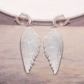 Silver Tone Pave Wing Long Drop Earrings with Small Hoops view 2
