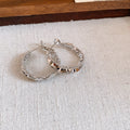 Faceted Metal Hoop Earrings in Gold and Silver Tones view 7