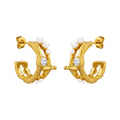 Irregular C Shape Earrings With Faux Pearls And Clear Stones view 5