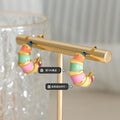 Multicolor Enamel Stripe C-Shaped Hoop Stud Earrings view 2