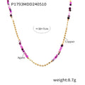 Gold Disc Chain Purple Agate Bead Necklace Copper Stations view 6