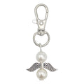 Double Pearl Angel Wings Keychain Silver Lobster Clasp view 5