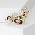 Colorful Berry Branch Brooch With Faceted Crystals And Polished Metal Details view 4