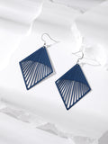 Silver Tone Diamond Radiating Openwork Hook Earrings in Seven Colors view 3