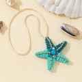 Beaded Ombre Starfish Charm Pendant With Rhinestone Accents view 2