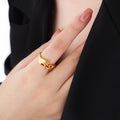 OK Hand Gesture Open Ring Gold and Steel Tone Metal view 6
