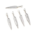 Silver Tone Textured Feather Pendant Charms With Top Loops view 5