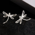 Silver Openwork Dragonfly Ear Clips Clear Rhinestone Accents view 4